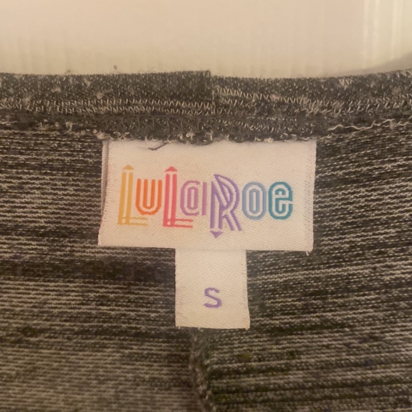 LuLaRoe Dark Grey and White Stripes Drape Cardigan Size S - Picture 2 of 3